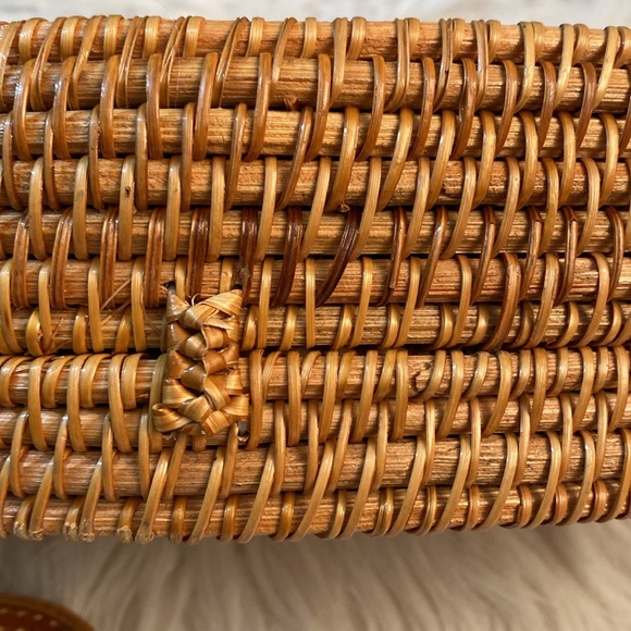 Oval Woven Rattan Bag with Long Leather Strap - Picture 15 of 16